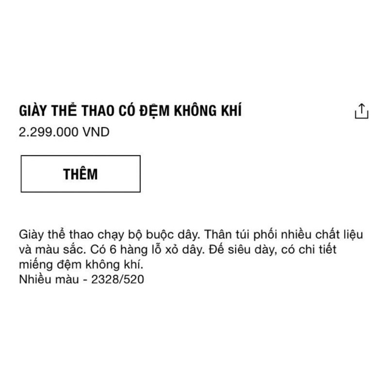 Giày thể thao sneakers nam Zara authentic WITH AIR CUSHION size 39