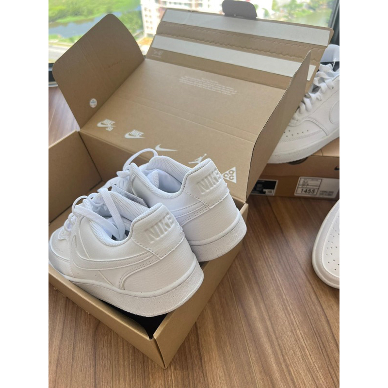 Giày Sneaker Unisex Nike Court Vision Low Next Nature All White Màu Trắng Full  (H3158 -100