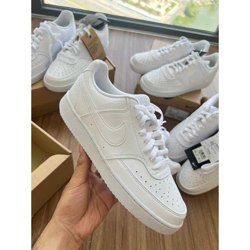 Giày Sneaker Unisex Nike Court Vision Low Next Nature All White Màu Trắng Full  (H3158 -100