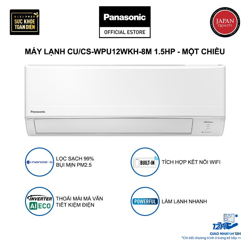 [CHỈ GIAO MIỀN BẮC] Máy lạnh Panasonic CU/CS-WPU12WKH-8M - Một chiều - Inverter