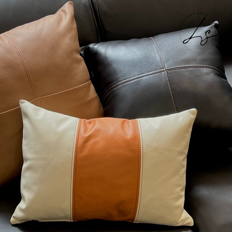 GỐI SOFA DA BÒ ITALY TRƠN - Gối sofa, gối ôm sofa, gối tựa đầu, tựa lưng ô tô da bò cao cấp; ruột bô