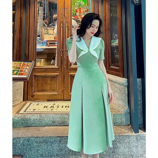 Đầm midi cổ thuỷ thủ