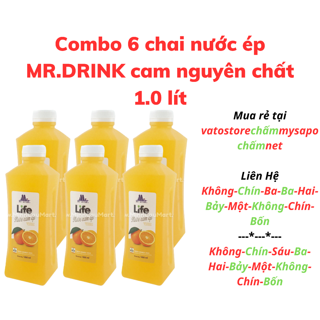 Combo 6 chai nước cam ép MR.DRINK 1 lít / Combo 3 chai nước cam ép MR DRINK 1L