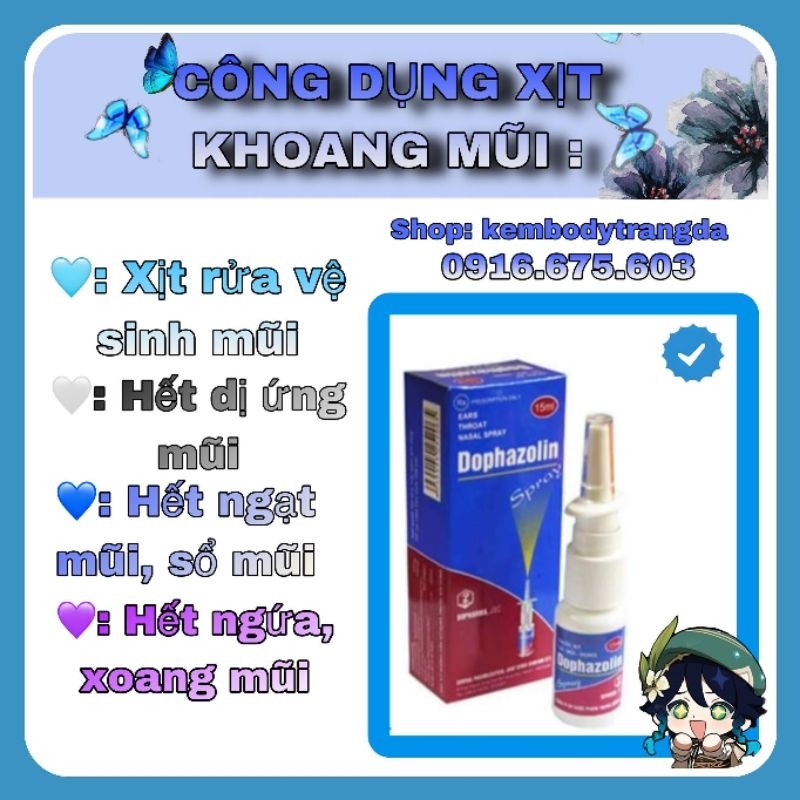 Xịt mũi Dophazolin Spray(Chính Hãng) ngăn ngừa viêm xoang,Xịt nghẹt mũi,Xịt viêm tai & kháng khuẩn tốt