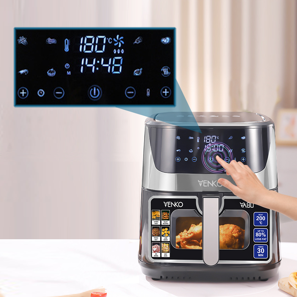 Nồi chiên không dầu Venko 10.5l hạn chế 90% chất béo - Bếp chiên đa năng Công Suất 1700W - Bảo Hành 24 tháng