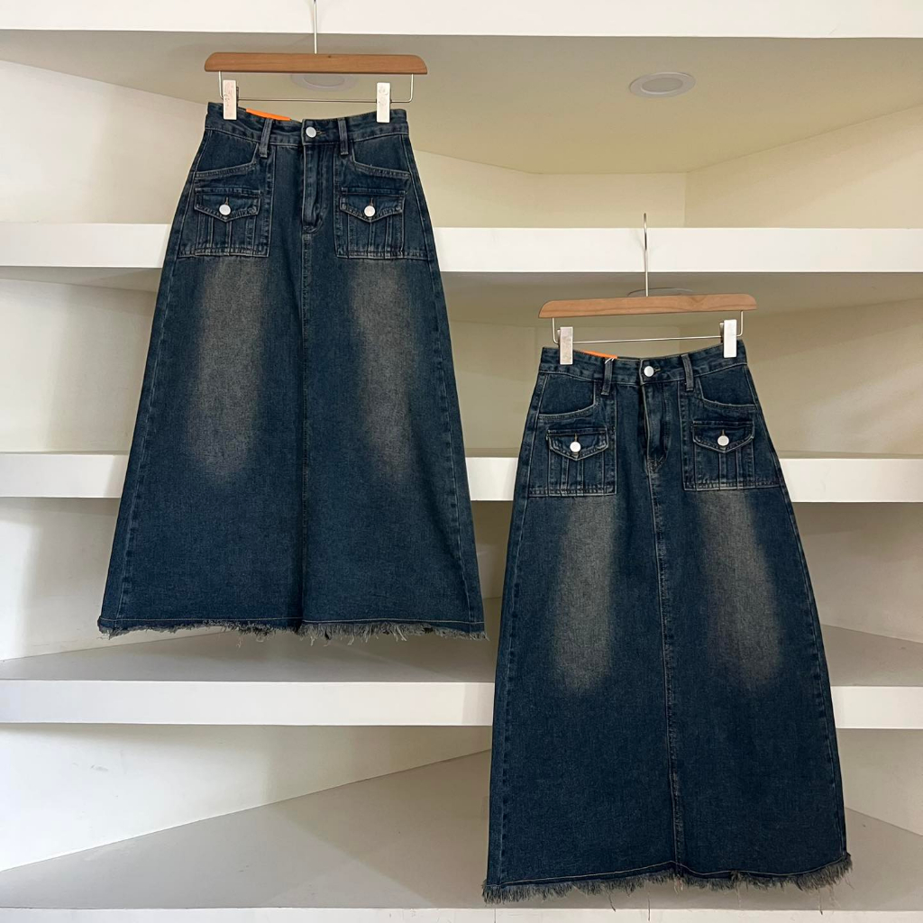 Chân váy denim rua