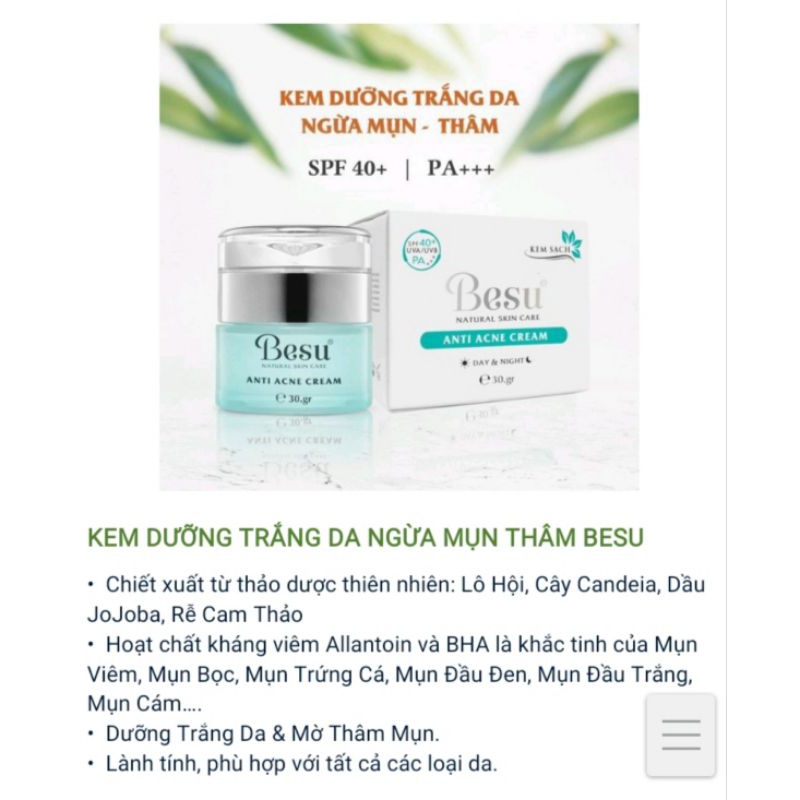 besu mụn thâm trắng da chống nắng