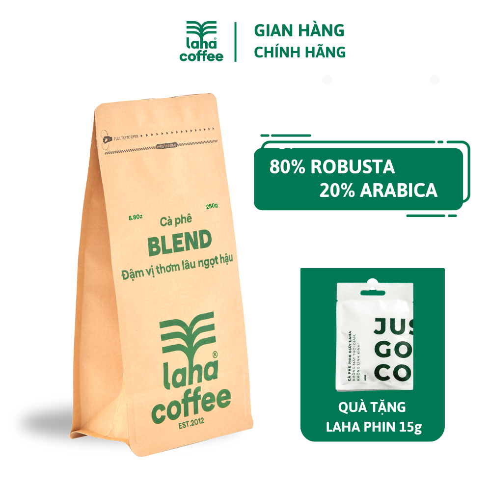 Cà phê nguyên chất Laha Blend 80% Robusta 20% Arabica pha phin pha máy LAHA COFFEE | 150GR