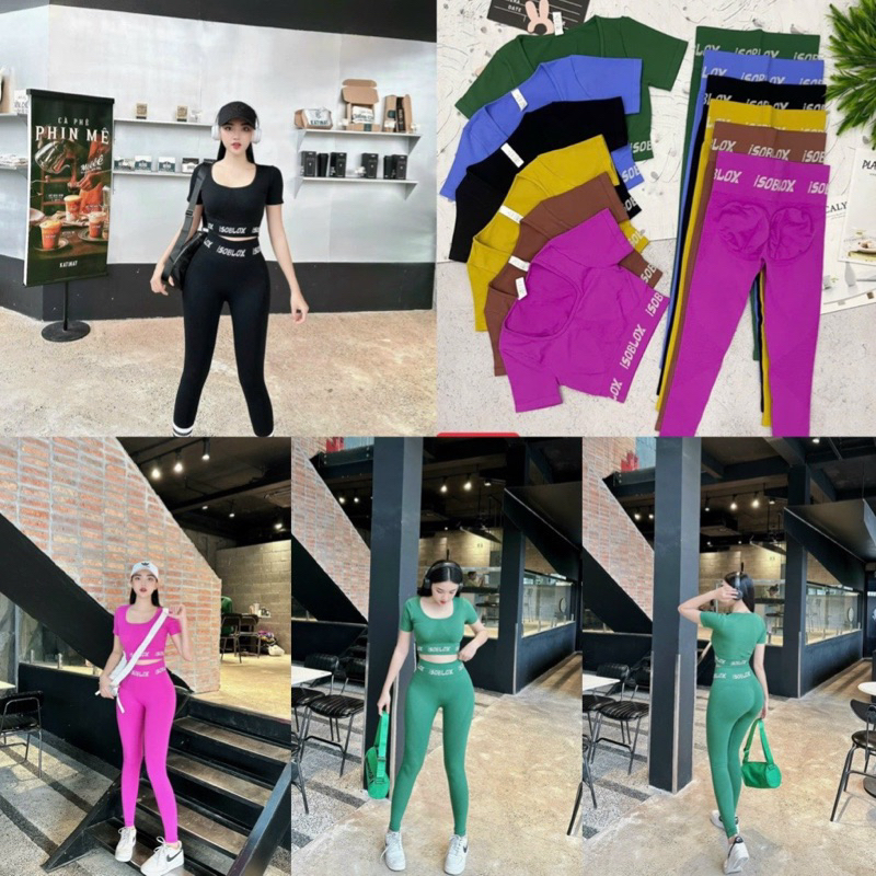 Set crop dệt nữ iso chữ gym,thể thao,yoga