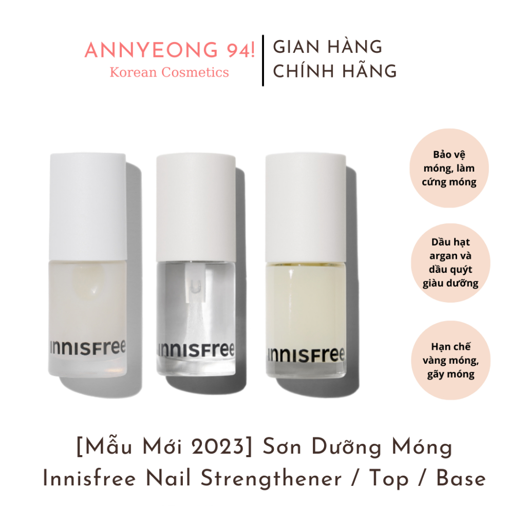 [Mẫu Mới 2023] Sơn Dưỡng Và Bảo Vệ Móng Innisfree Nail Top Coat, Innisfree Nail Strengthener