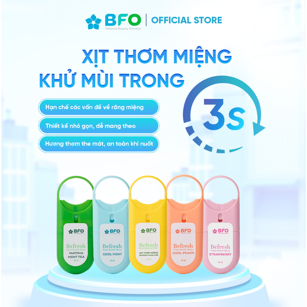 Xịt Thơm Miệng BFO Vị Đào Cho Hơi Thở Thơm Mát Dung Tích 10ml