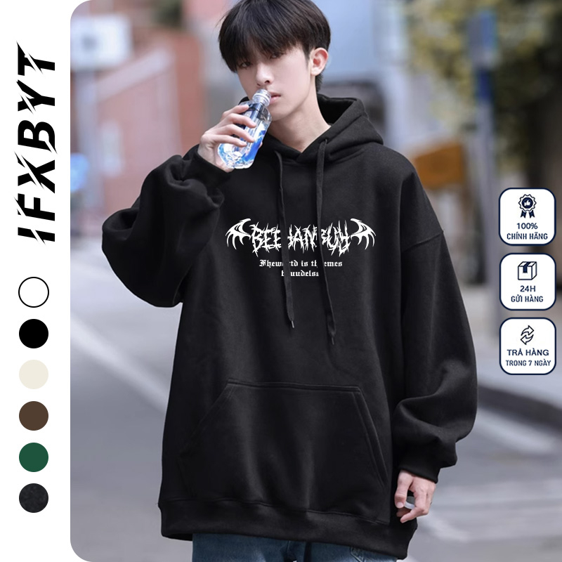 Áo Hoodie Cotton nam IFXBYT áo dài basic tay đẹp in hình unisex 100% cotton-B0073