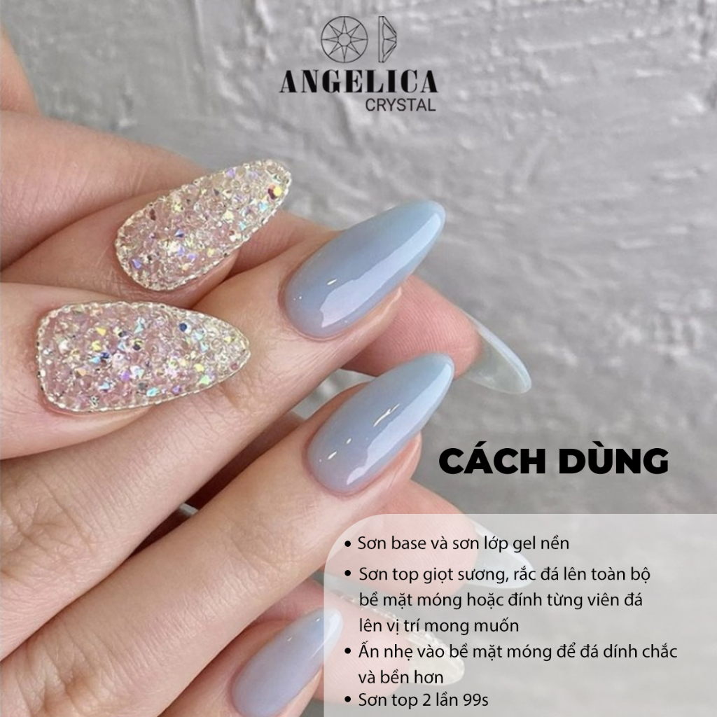 Đá Rắc Nail Màu Trắng Ánh 7 Màu AB Trang Trí Móng ANGELICA DRT DR7M