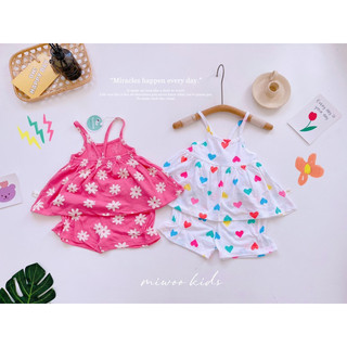 Đồ bộ 2 dây mặc nhà mát mẻ cho bé gái 7-17kg
