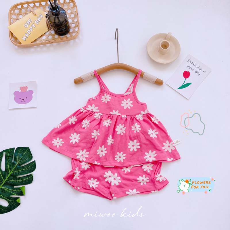 Đồ bộ 2 dây mặc nhà mát mẻ cho bé gái 7-17kg