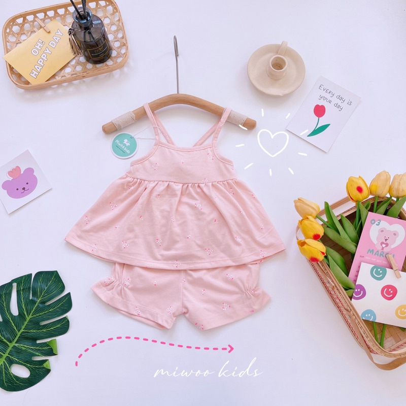 Đồ bộ 2 dây mặc nhà mát mẻ cho bé gái 7-17kg