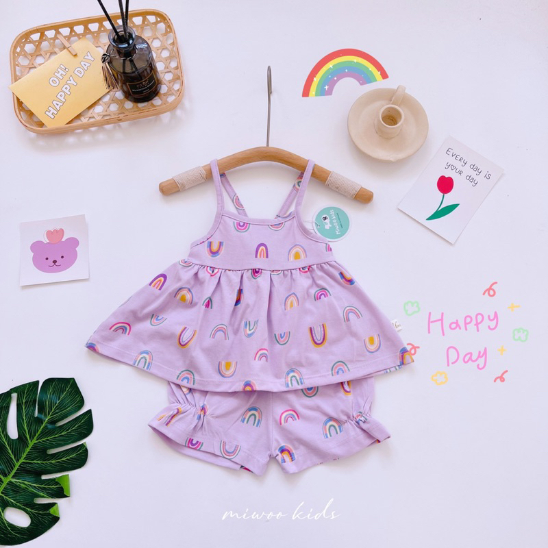 Đồ bộ 2 dây mặc nhà mát mẻ cho bé gái 7-17kg