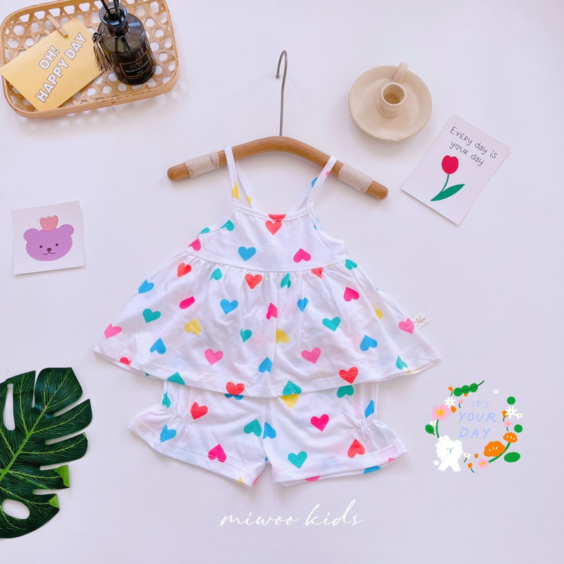 Đồ bộ 2 dây mặc nhà mát mẻ cho bé gái 7-17kg