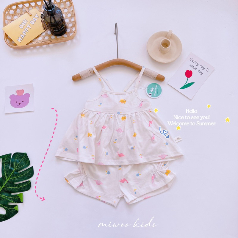 Đồ bộ 2 dây mặc nhà mát mẻ cho bé gái 7-17kg