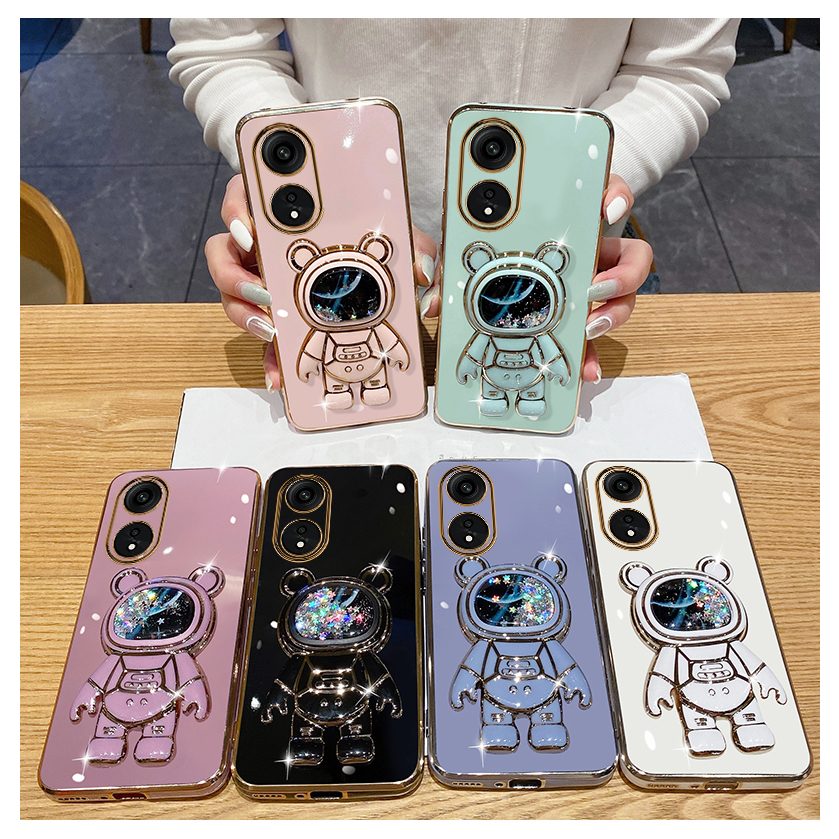 Ốp lưng OLIE TPU dẻo kèm giá đỡ gấu nhũ 6D cho Oppo Reno10 5g Reno 10 5g