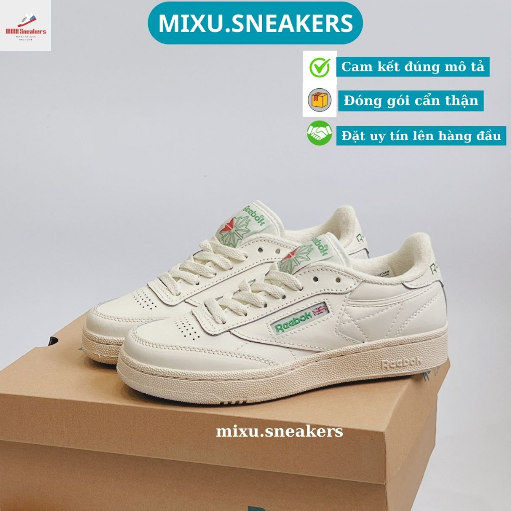 {Sẵn hàng} Giày thể thao/Sneakers Reebok Club C 85 Vintage Trắng Xanh - Bản chuẩn Like Au, mẫu mới ko lo đụng hàng