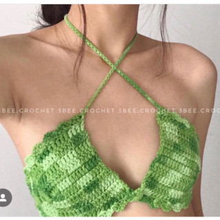 Áo len bra phối viền đi biển loang màu Bunny Bra Top - set hè cực cháy