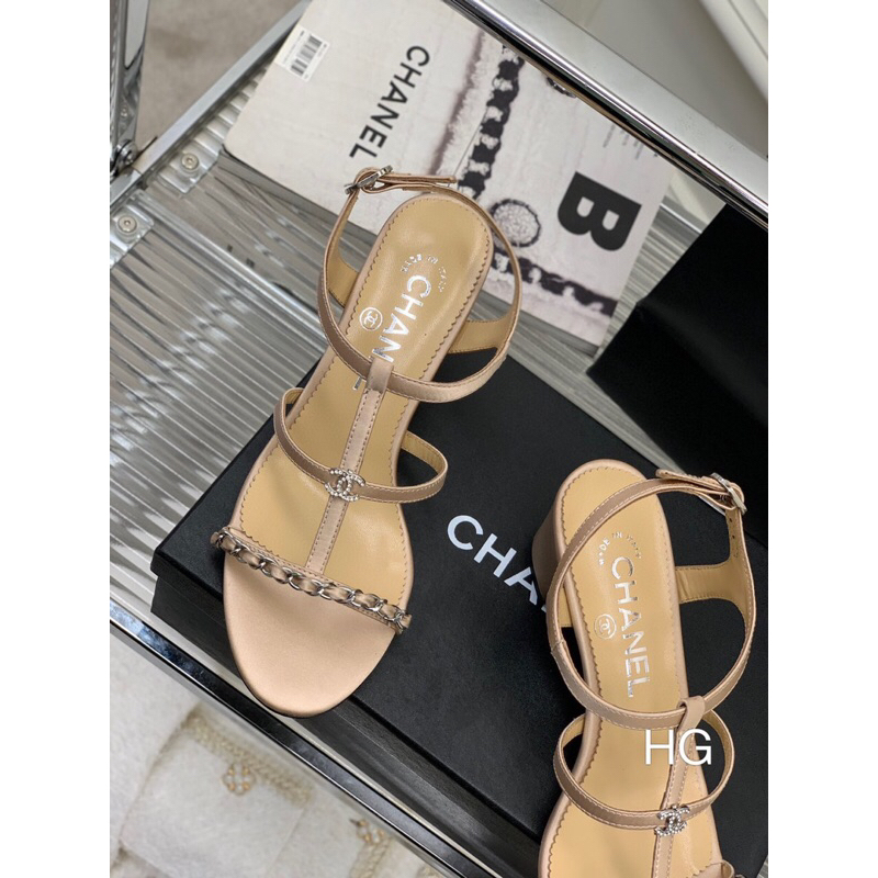Sandal Cao cấp full box túi bil,Quai mảnh ôm chân tôn dáng siêu sang với xích làm điểm nhấn