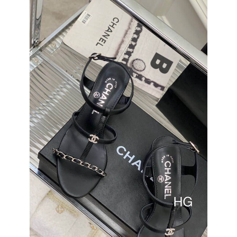 Sandal Cao cấp full box túi bil,Quai mảnh ôm chân tôn dáng siêu sang với xích làm điểm nhấn