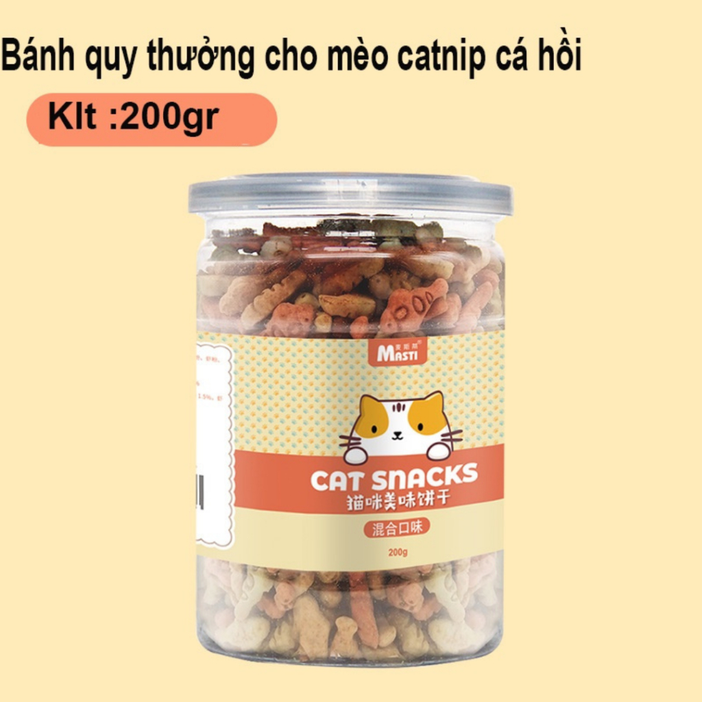 Bánh thưởng cho chó mèo Yeupet Masti bánh quy vị capnit cá hồi bổ dưỡng sạch răng miệng-200gr