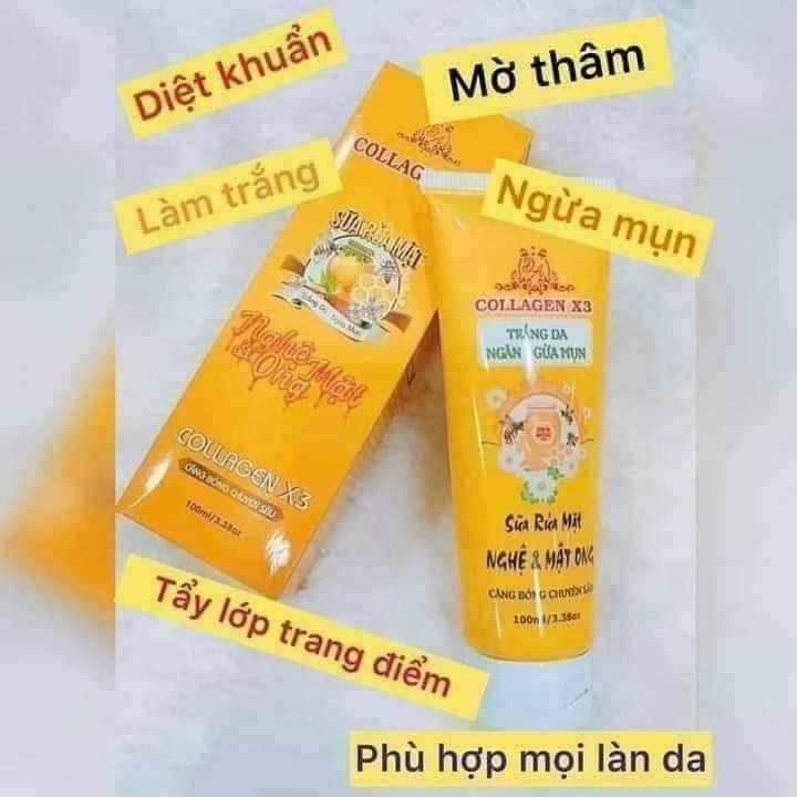 Sữa Rửa Mặt Nghệ Mật Ong Collagen X3 Đông Anh 100ml [Hàng Công Ty] Ngừa Mụn - Se Khít Lỗ Chân Lông - Sạch Da | BigBuy360 - bigbuy360.vn