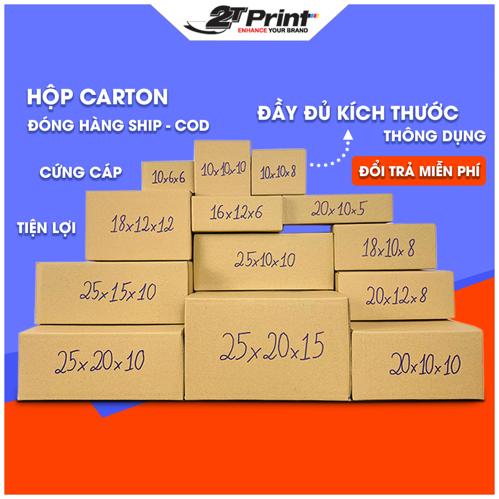 Thùng Carton, Hộp Giấy Carton Đóng Gói Hàng Đủ Size, Giá Rẻ Cho Shop Ship Hàng Đựng Phụ Kiện, Mỹ Phẩm, Quần Áo, Giày Dép