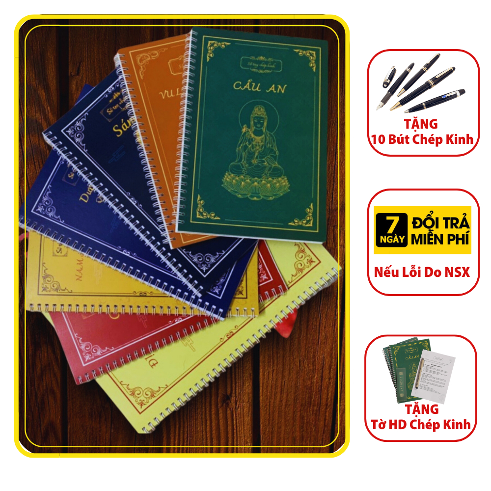 Combo 7 cuốn sổ tay chép kinh Địa tạng, sám hối,chú đại bi,hồng danh,dược sư lưu ly,cầu an,vu lan bồn báo hiếu - Tuệ An