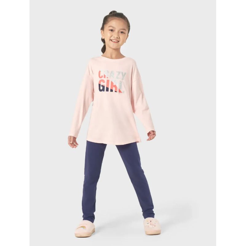 Bộ cotton dài tay mặc nhà bé gái Canifa