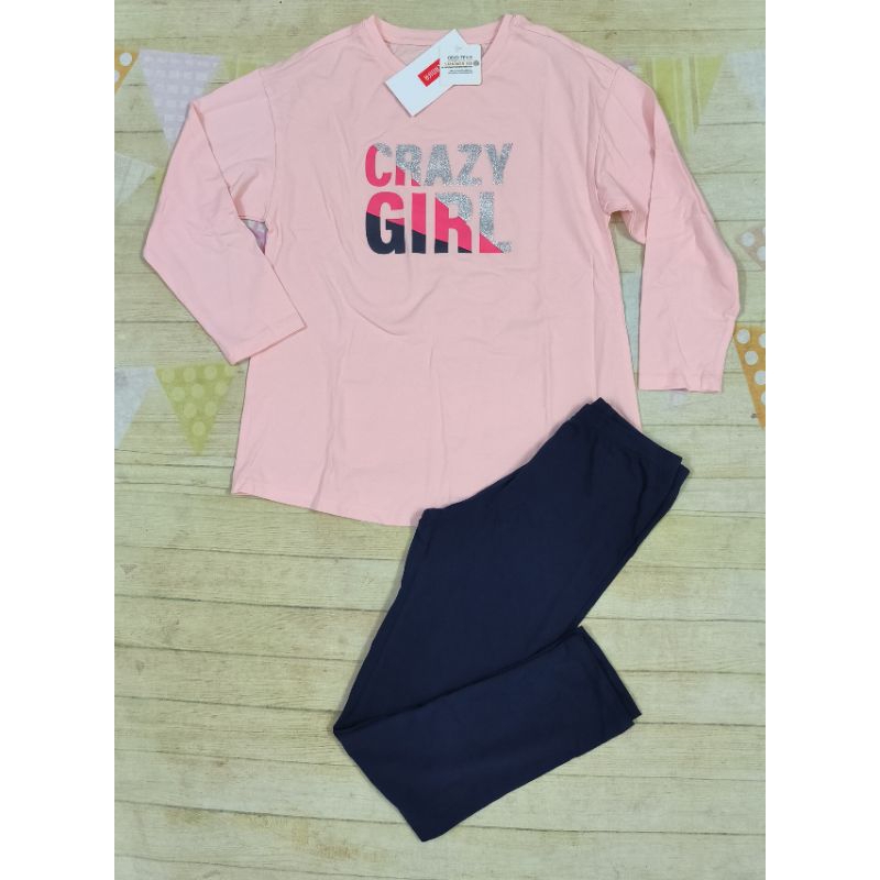 Bộ cotton dài tay mặc nhà bé gái Canifa