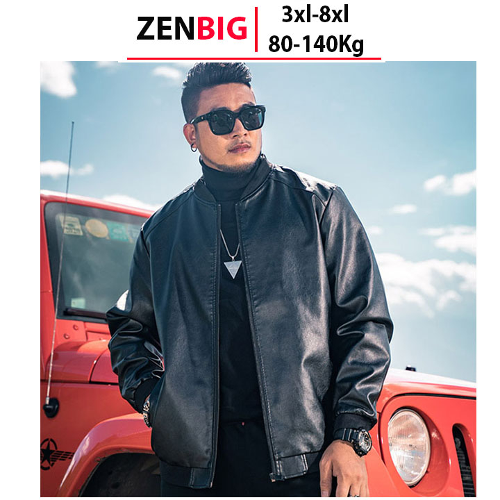 Áo khoác da nam Zenbig 2 lớp size big size dành cho người béo, người mập có bụng