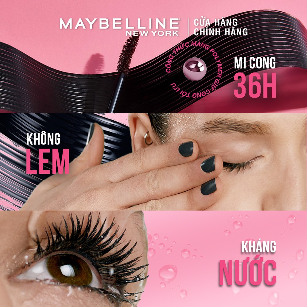 Mascara Dài Mi và Cong Mi Maybelline New York Hyper Curl Waterproof Chuốt Mi Đen 9.2ml
