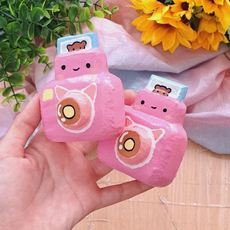 Squishy handmade MÁY ẢNH HÌNH GẤU tự làm siu cưng