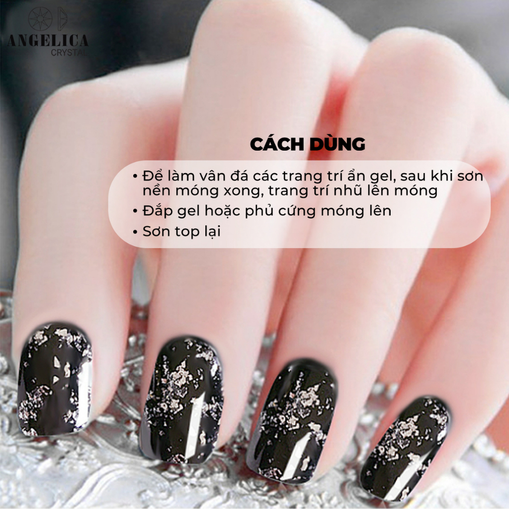 Set 12 màu giấy nhún nail ánh vàng kim trang trí móng ANGELICA KGN SNSM NSMS