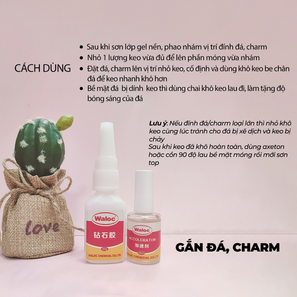Keo bê tông Waloc siêu đặc gắn móng giả đính đá nail ANGELICA KWL 20g