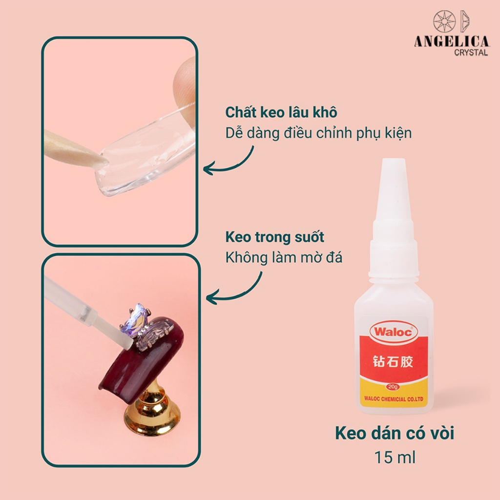 Keo bê tông Waloc siêu đặc gắn móng giả đính đá nail ANGELICA KWL 20g