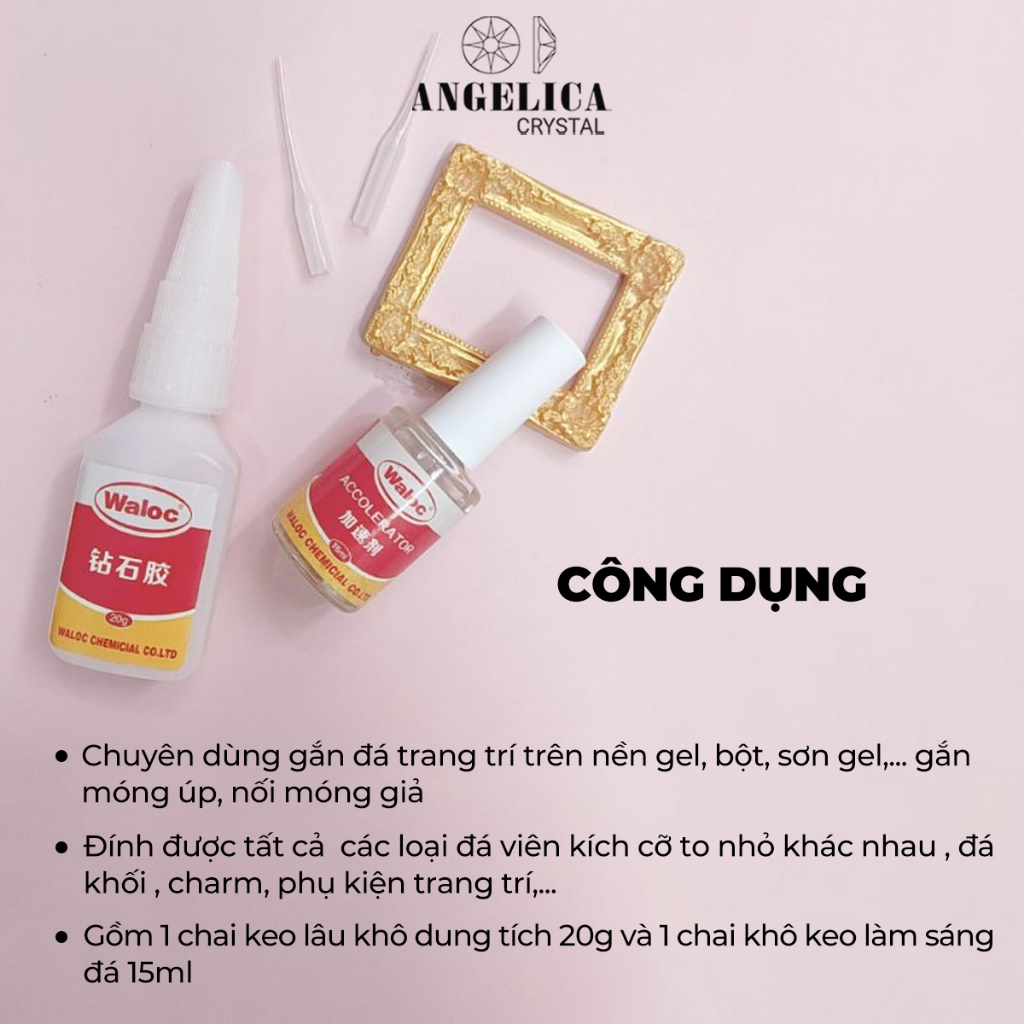 Keo bê tông Waloc siêu đặc gắn móng giả đính đá nail ANGELICA KWL 20g
