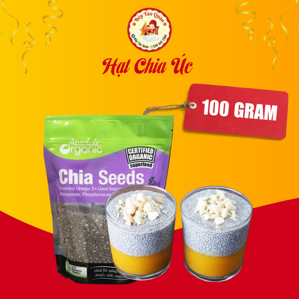 Hạt Chia Úc Túi 100gram Tác Dụng Giảm Cân - Ăn Kiêng Chuẩn Organic Chất Lượng Sạch Đều Đẹp