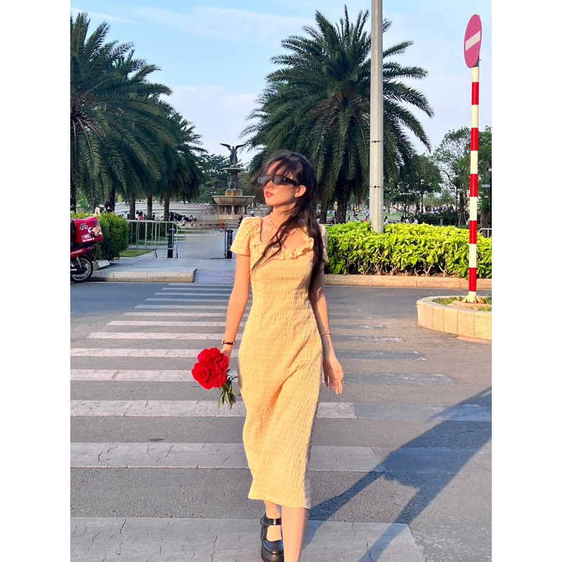 JAMI DRESS - Đầm caro cổ vuông - AIMEE