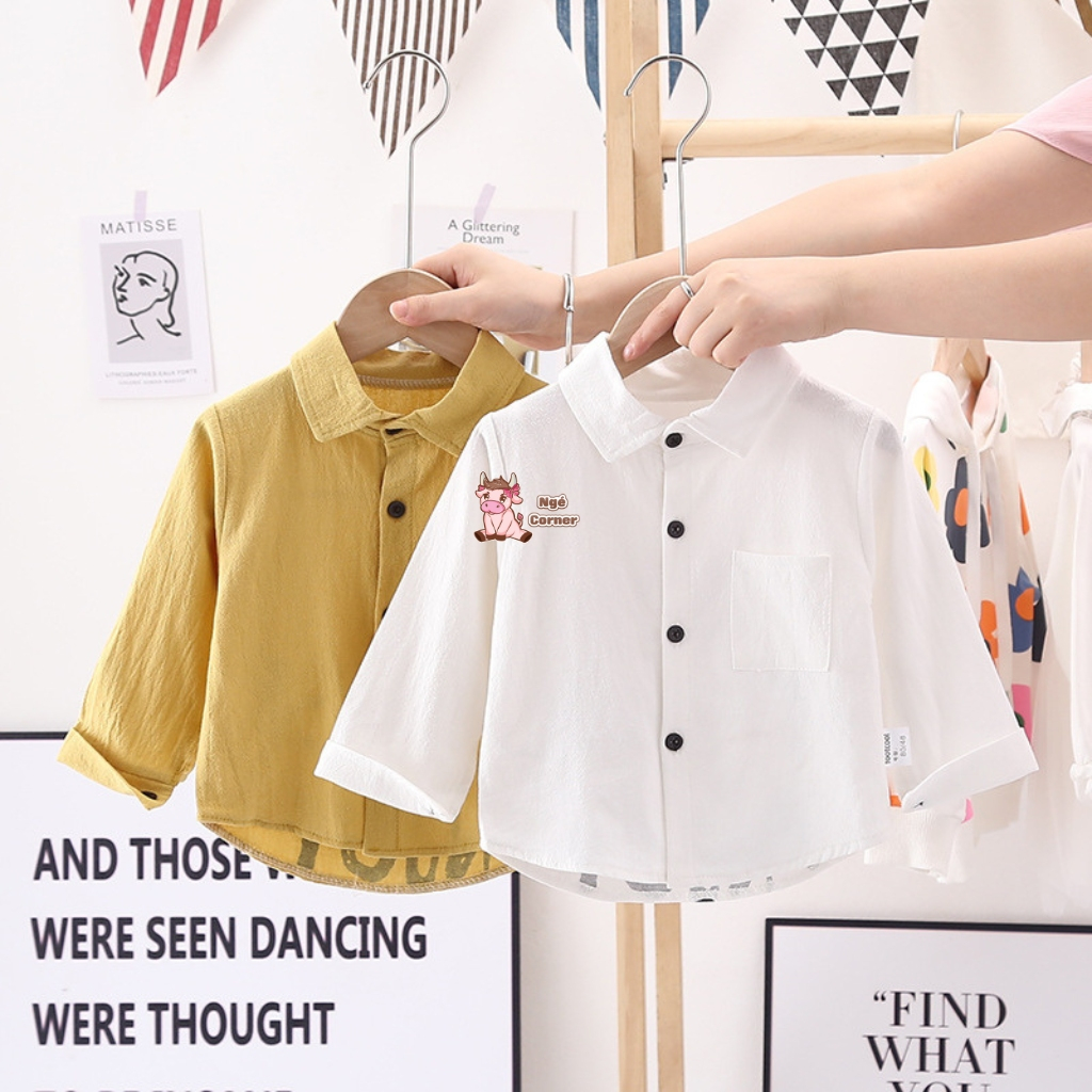 Áo Sơ Mi Dài Tay Cho Bé Trai Phong Cách Hàn Quốc Thời Trang Trẻ Em
