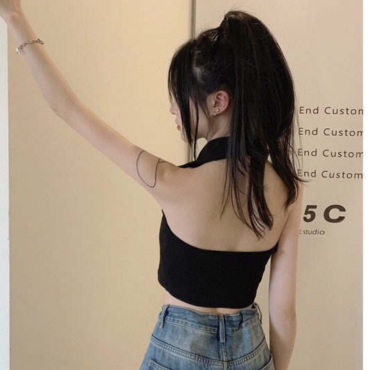 Áo Croptop Ba Lỗ Nữ MIMILA Áo Hở Lưng Cổ Bẻ Sát Nách Cài Cúc Sexy | BigBuy360 - bigbuy360.vn