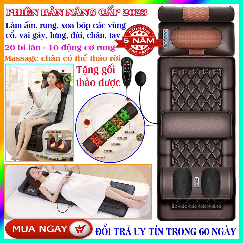 Đệm massage toàn thân đa năng cao cấp，Thảm mát xa toàn thân có kèm gối thảo mộc và massage chân-Đệm massage gia đình