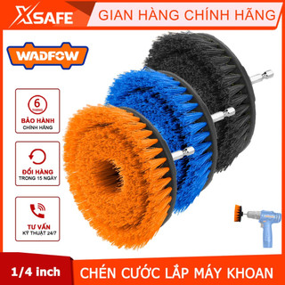 Bàn chải lông làm sạch bề mặt gắn máy khoan WADFOW ứng dụng làm sạch thủy tinh, nhựa, laminate, ván sàn, sứ, đá