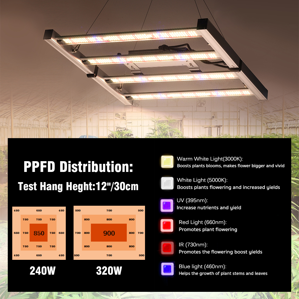 240W 320W Full Spectrum Frame LED Grow Light Bars Samsung LM301H& OSRAM LED Phyto Đèn Cho Cây Trong Nhà Hoa Rau Thủy Can