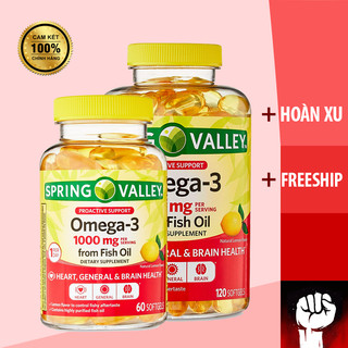OMEGA 3 - Dầu Cá Omega 3 Spring Valley Làm Đẹp Da [1000 mg] - Chính Hãng Muscle Fitness