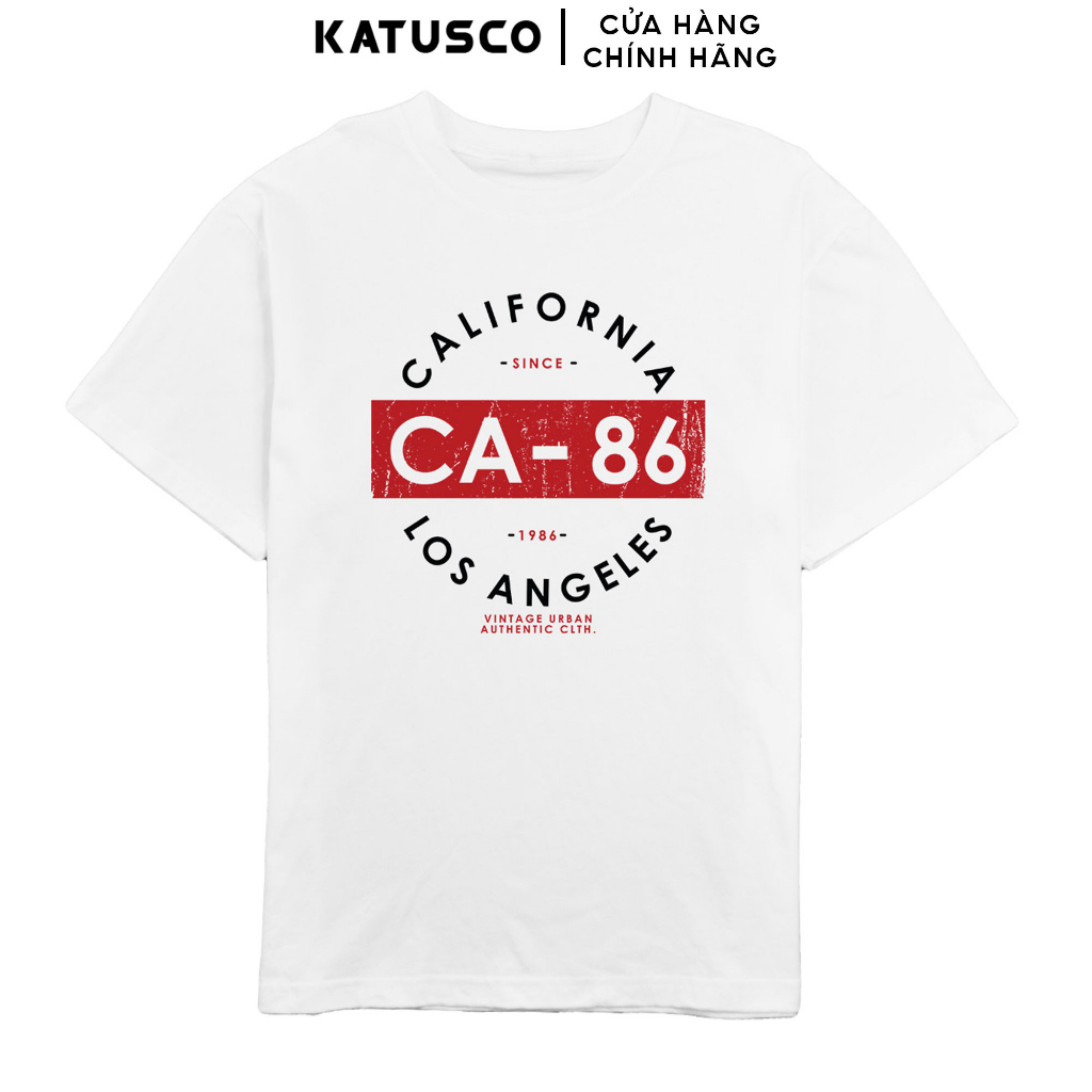 Áo Thun Nam Cổ Tròn KATUSCO CA Typographic Vintage A2293, Thun Cotton 100% 2 Chiều, Thiết Kế Trẻ Trung, Cá Tính